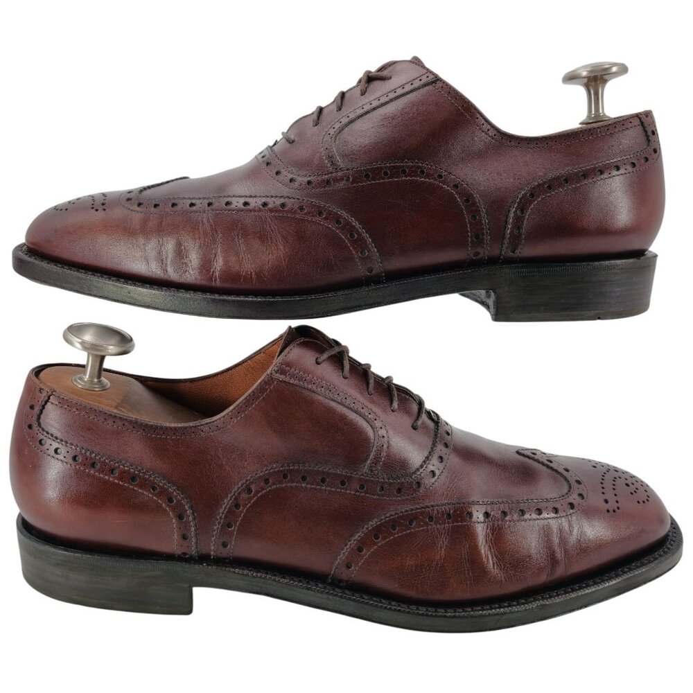 Salvatore Ferragamo Tramezza Brown Leather Wingtip Oxfords Men 11.5D Dress Shoes - Picture 4 of 14